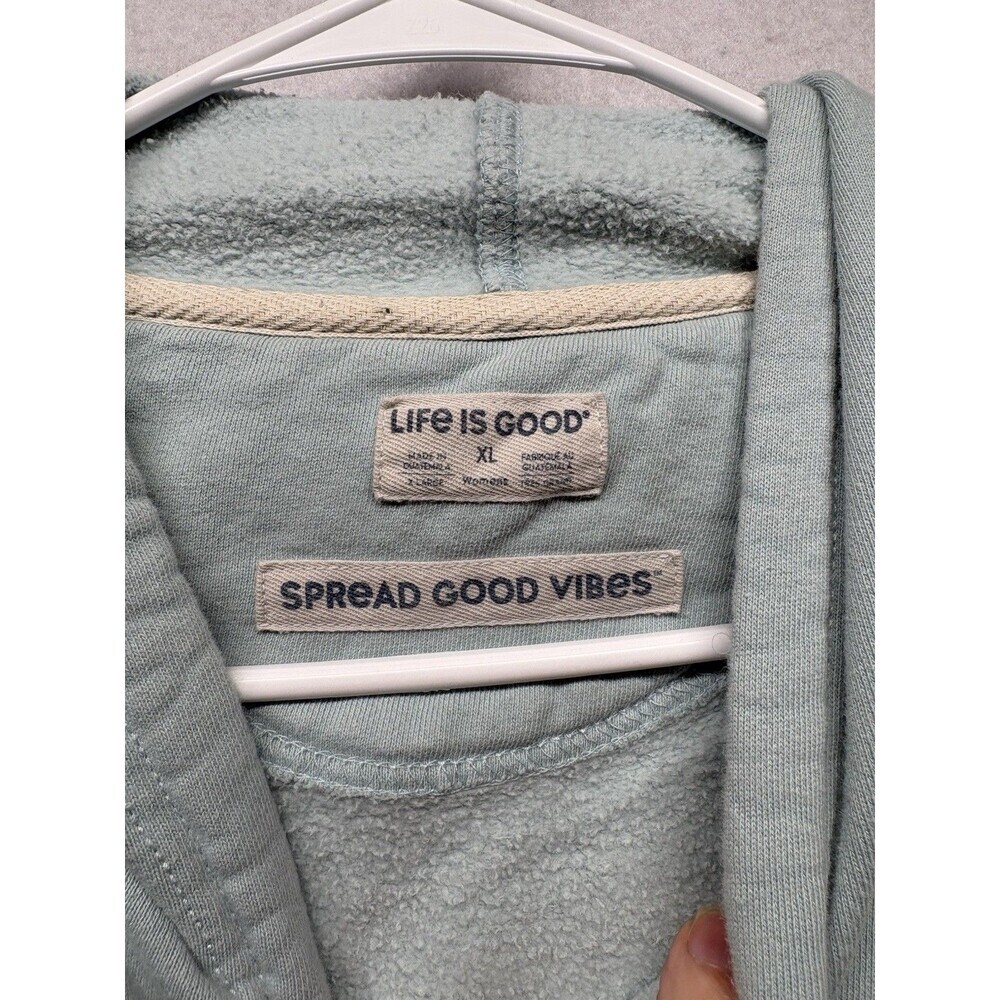 Life Is Good Light Blue Hoodie Womens Size XL Sweatshirt Spread Good News - Picture 2 of 5